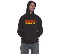Kiss Hoodie Classic Band Logo Official Mens Charcoal Grey Pullover X-Large