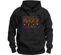 KISS Hoodie Band Logo Faces and Icons new Official Mens Black Pullover