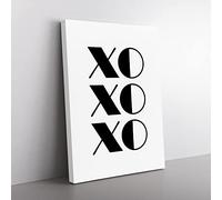 Kiss Hug Typography Quote Canvas Wall Art Print Ready to Hang, Framed Picture for Living Room Bedroom Home Office Décor, 76x50 cm (30x20 Inch)
