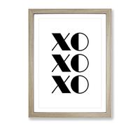 Kiss Hug Typography Quote Framed Print | A4 Oak Framed Wall Art | Ready to Hang | Modern Positive Affirmations Picture | Living Room Bedroom Lounge Office