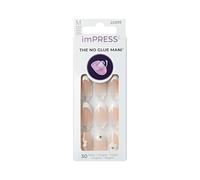 KISS imPRESS Desgin Spring French Tip Press On Nails, Buttercup Shine, White, Medium, 30 Count
