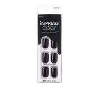 KISS imPRESS No Glue Mani Press On Nails, Color, 'All Black', Black, Short Size, Squoval Shape, Includes 30 Nails, Prep Pad, Instructions Sheet, 1 Man