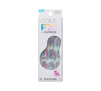 KISS imPRESS No Glue Mani Press On Nails, Color FX, 'Fly Up', Silver, Short Size, Oval Shape, Includes 30 Nails, Prep Pad, Instructions Sheet, 1 Manicure Stick, 1 Mini File