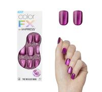 KISS imPRESS No Glue Mani Press-On Nails, Color FX, Levels, Dark Pink, Short Size, Squoval Shape, Includes 30 Nails, Prep Pad, Instructions, 1 Manicure Stick, 1