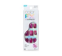 KISS imPRESS No Glue Mani Press-On Nails, Color FX, Levels, Dark Pink, Short Size, Squoval Shape, Includes 30 Nails, Prep Pad, Instructions, 1 Manicure Stick, 1