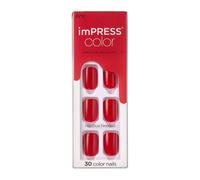 KISS imPRESS Color Gel Nail Kit, Reddy or Not, with PureFit Technology, Polish-Free Colour Mani, Includes Prep Pad, Mini File, Cuticle Stick, and 30 Fake Nails