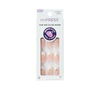 KISS imPRESS No Glue Mani Press On Nails, Design, 'Star player', White, Medium Size, Almond Shape, Includes 30 Nails, Prep Pad, Instructions Sheet, 1 Manicure Stick, 1 Mini File