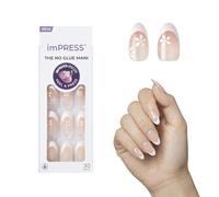 KISS imPRESS No Glue Mani Press On Nails, French, 'Fearless', Light Neutral +