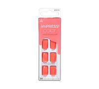 KISS imPRESS No Glue Mani Snap Nails 30pcs Medium Squoval Design Nails, Solid Pure White Pattern, Easy to Peel and Press, Easy to Apply, Hassle Free Removal,