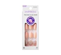 KISS imPRESS Press-On Manicure, Evanesce, Short Length Square, with PureFit Technology, Includes Prep Pad, Mini File, Cuticle Stick, and 30 Fake Nails