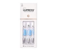 KISS imPRESS Press-On Manicure, I'd Rather Be, Short Length Square, with PureFit Technology, Includes Prep Pad, Mini File, Cuticle Stick, and 30 Fake Nails