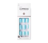KISS imPRESS Press-On Manicure, Rain Check, Short Length Square, with PureFit Technology, Includes Prep Pad, Mini File, Cuticle Stick, and 30 Fake Nails