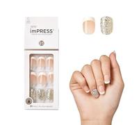 KISS imPRESS Press-On Manicure, Time Slip, Short Length Square, with PureFit Technology, Includes Prep Pad, Mini File, Cuticle Stick, and 30 Fake Nails