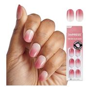 KISS imPRESS Press On Nails 'Beat The Heat' Pink Short Oval Shape Patented Strong Adhesive Nail Glue, No Chip, No Smudge, 30 False Nails Self Adhesive
