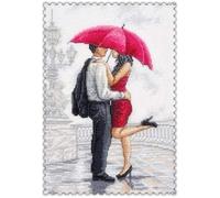 Kiss in The Rain 110x164 Stitch, 20x29 cm Cotton Small Counted Cross Stitch Kit