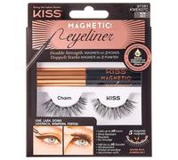 KISS Magnetic Lash Collection Eyeliner & Lash Kit 1 Pair of False Eyelashes and Magnetic Eyeliner, Charm, Reusable Synthetic False Eyelashes With 5 Double Strength Magnets