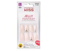 Kiss Jelly Fantasy 28 Count Light Pink/Glitter Long Length (Pack of 3)
