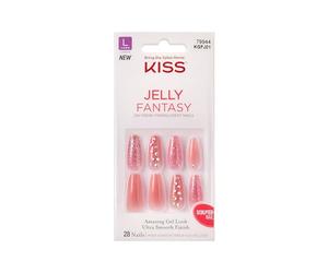 KISS Jelly Fantasy Collection, Be Jelly, Long Length Translucent Sculpted Nails, Includes 28 False Nails, Nail Glue, Nail File, and Manicure Stick