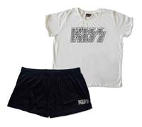KISS Ladies Summer Pyjamas Logo Infill Black/White (M)