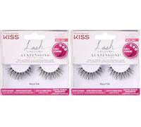 KISS Lash Couture LuXtensions Collection 1 Pair of Fake Lashes, Royal Silk, Light and Flexible Faux-Mink Eyelash with Super Slim Band includes Lash Glue (Pack of 2)