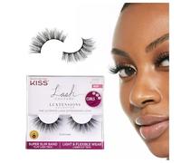 KISS Lash Couture LuXtensions Collection False Eyelashes, Flat Lash Technology, Super Slim Lash Band, Real Lash Extension Fibers, Reusable, Contact Lens Friendly Strip Lashes, Style 'Cashmere', 1 Pair