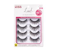 KISS Lash Couture LuXtensions Collection False Eyelashes Multipack, Flat Lash Technology, Super Slim Lash Band, Real Lash Extension Fibers, Reusable Strip Lashes, Volume Full Set', 4 Pairs