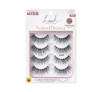 KISS Lash Couture Naked Drama Collection Multipack, Full & Fluffy Volume 3D Faux Mink False Eyelashes, Cushion Flexi Band & Split-Tip Technology, Reusable, Contact Lens Friendly, Style Ruffle, 4 Pairs