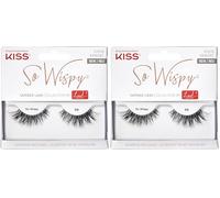 Kiss Lash Couture So Wispy Collection 1 Pair of Volumizing Fake Lashes, Style 04, with Tapered Ends and Aloe Infused Lash Glue (Pack of 2)