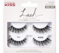 KISS Lash Couture Faux Mink Collection 2 Pairs of False Lashes, Soir, Ultrafine, Tapered, Synthetic Fake Lashes includes Lash Glue