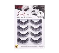 KISS Lash Couture Triple Push Up Collection Multipack, 3D Volume False Eyelashes with Triple Design Technology, Multi-Angles & Lengths, Contact Lens Friendly, Reusable, Style Bombshell, 4 Pairs
