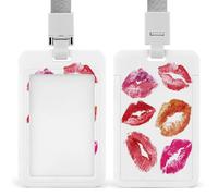 Kiss Lipstick Stains ID Badge Holder Retractable Clip Card Holder Card Protector Name Badge Name Tag for Work Office Doctor Nurse