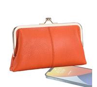 Kiss Lock Clasp, Kiss Lock Coin Purse for Women | Wallet Purse with Clasp - Vintage PU Leather Coin Purse with Credit Card Slot for, orange1, Se référer au descriptif, Refer to description
