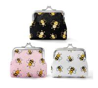 Kiss-lock Coin Purse for Girls Women Mini Change Purses Kids Cute Small Coin Pouch Tiny Coin Wallet Key Holder, Bee 3 Pieces, Cute