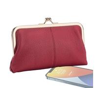 Kiss Lock Coin Purse - PU Leather Purse for Women | Cute Handbags With Clasp | Coin Pouch For Women Small Coin Purse | Kiss-Lock Purse For Girls, Wine Red, Se référer au descriptif, Refer to