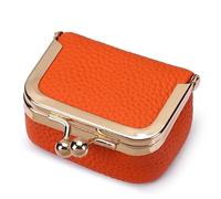 Kiss Lock Coin Purse,PU LeatherJewelry Bag,Small Item Bag,Kiss Lock Storage Bag,Multifunctional Coin Purses(Orange)