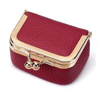 Kiss Lock Coin Purse,PU LeatherJewelry Bag,Small Item Bag,Kiss Lock Storage Bag,Multifunctional Coin Purses(Wine Red)
