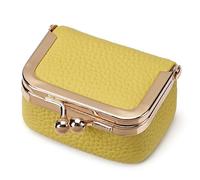 Kiss Lock Coin Purse,PU LeatherJewelry Bag,Small Item Bag,Kiss Lock Storage Bag,Multifunctional Coin Purses(Yellow)