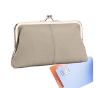Kiss Lock Purse For Women - Leather Compact Wallet, Stylish Mini Bag | Vintage Frame Closure Clutch, Small Printed Pocket Holder, Chic Organizer, Stylish Handbag, Grey, Se référer au descriptif, Refer