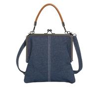 Kiss Lock Purses and Handbags for Women Small PVC Tote Bag Kraft Paper Crossbody Bag Clear Top Handle Purse Kisslock Satchel, Denim-dark Blue, One Size