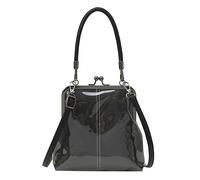 Kiss Lock Purses and Handbags for Women Small PVC Tote Bag Kraft Paper Crossbody Bag Clear Top Handle Purse Kisslock Satchel, Black, One Size