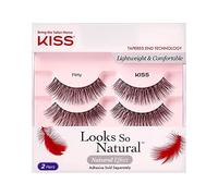 KISS Looks So Natural False Eyelashes Double Pack, Lightweight & Comfortable, Tapered End Technology, Reusable, Cruelty-Free, Contact Lens Friendly, Style 'Flirty', 2 Pairs Fake Eyelashes