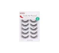 KISS Looks So Natural False Eyelashes Multipack, Lightweight & Comfortable, Tapered End Technology, Reusable, Cruelty-Free, Contact Lens Friendly, Style 'Flirty', 5 Pairs Fake Eyelashes Black