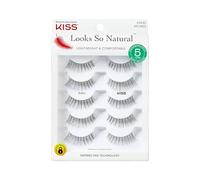 KISS Looks So Natural, False Eyelashes, 'Sultry', 12 mm, Includes 5 Pairs Of Lashes, Contact Lens Friendly, Easy to Apply, Reusable Strip Lashes, Glue-On