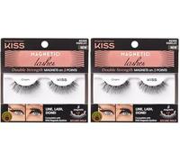 KISS Magnetic Lash Collection 1 Pair of False Eyelashes, Charm, Reusable Synthetic False Eyelashes with 5 Double Strength Magnets (Pack of 2)