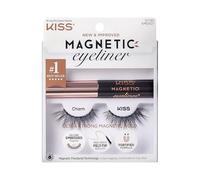 KISS Magnetic Lash Collection Eyeliner & Lash Kit 1 Pair of False Eyelashes and Magnetic Eyeliner, Charm, Reusable Synthetic False Eyelashes With 5 Double Strength Magnets