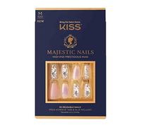 KISS Majestic High-End Manicure Kit, In A Crown, Long Length Coffin Premium Fake Nails, Includes Nail Glue, Adhesive Tabs, File, Prep Pad, and 30 False Nails
