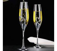 kiss me 2-Piece Creative Heart Set Champagne Flutes, Champagne Glass Set