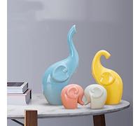 kiss me 2pcs Loving Elephant Statue, Couple Elephants Ornaments Home Accessories Decorative Elephant Figurines Animals Figurine Porcelain Sculptures Birthday Presents (D)