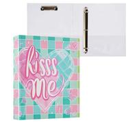 Kiss Me 3-Ring Binder 1.5 Inch, PVC Material Document Organizer with D-Ring and Clear View Pocket for Office Supplies-1 Pack