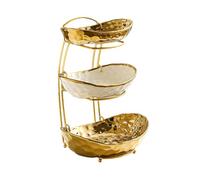 Kiss Me 3 Tier Fruit Bowl Ceramic Stand, Kitchen Counter Fruit Basket
